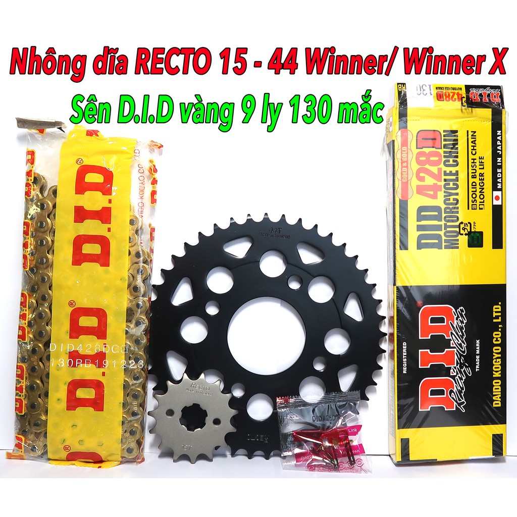 Sên DID vàng 9 ly 124 mắc, Nhông dĩa Recto cho Winner/ Winner X