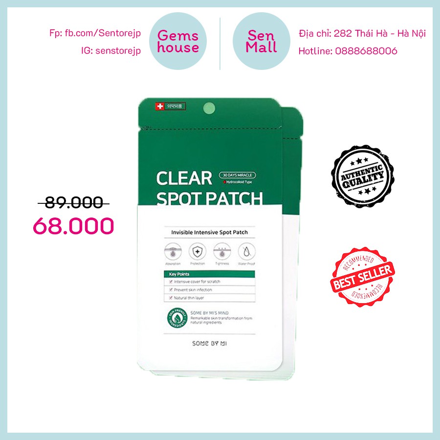 (HÀNG CHÍNH HÃNG) MIẾNG DÁN MỤN SOME BY MI CLEAR SPOT PATCH 18 MIẾNG