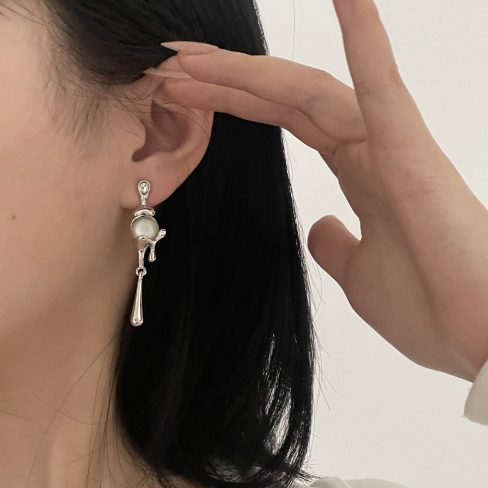 Bông Tai Dài Hình Giọt Nước Đính Đá Opal Phong Cách Harajuku