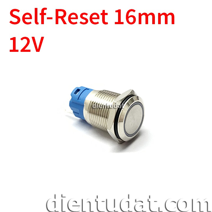 Nút Nhấn Reset 16mm 5 Chân - Vòng Đèn 12V