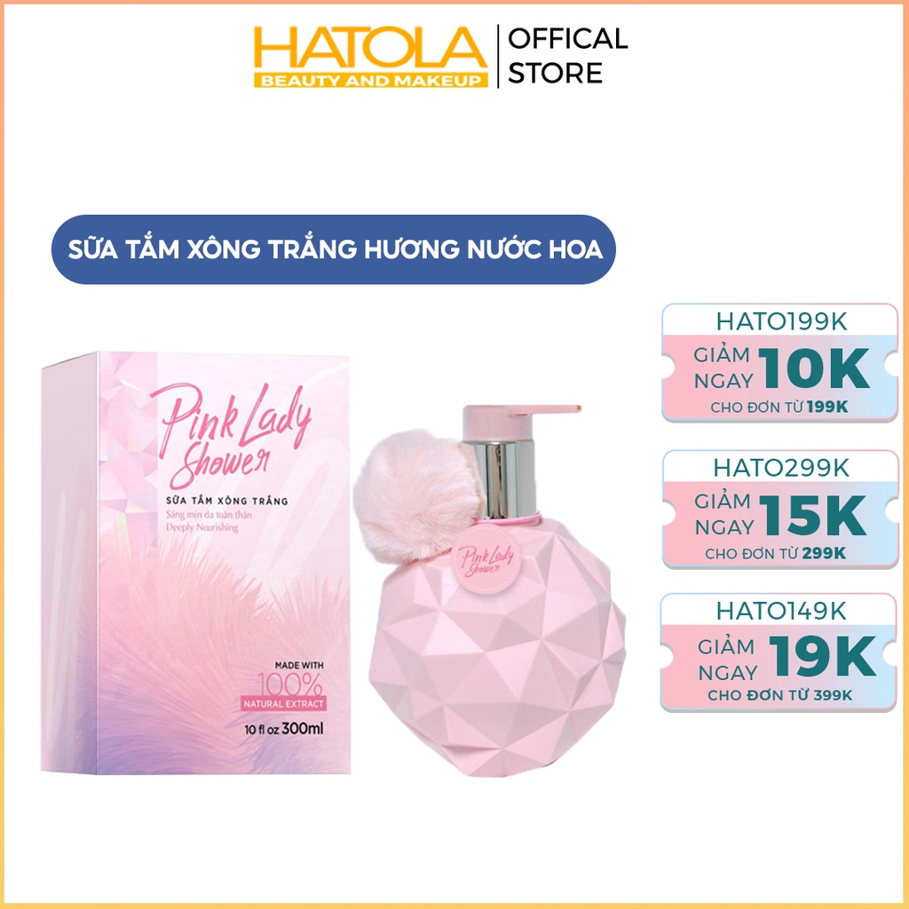 Sữa tắm xông trắng Pink Lady hương nước hoa dưỡng trắng da màu hồng Hatola