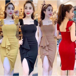 ĐẦM DỰ TIỆC BODY ÔM TAY SÁT NÁCH BÈO TRƯỚC XẺ ĐÙI GIÁ RẺ KÈM ẢNH THẬT