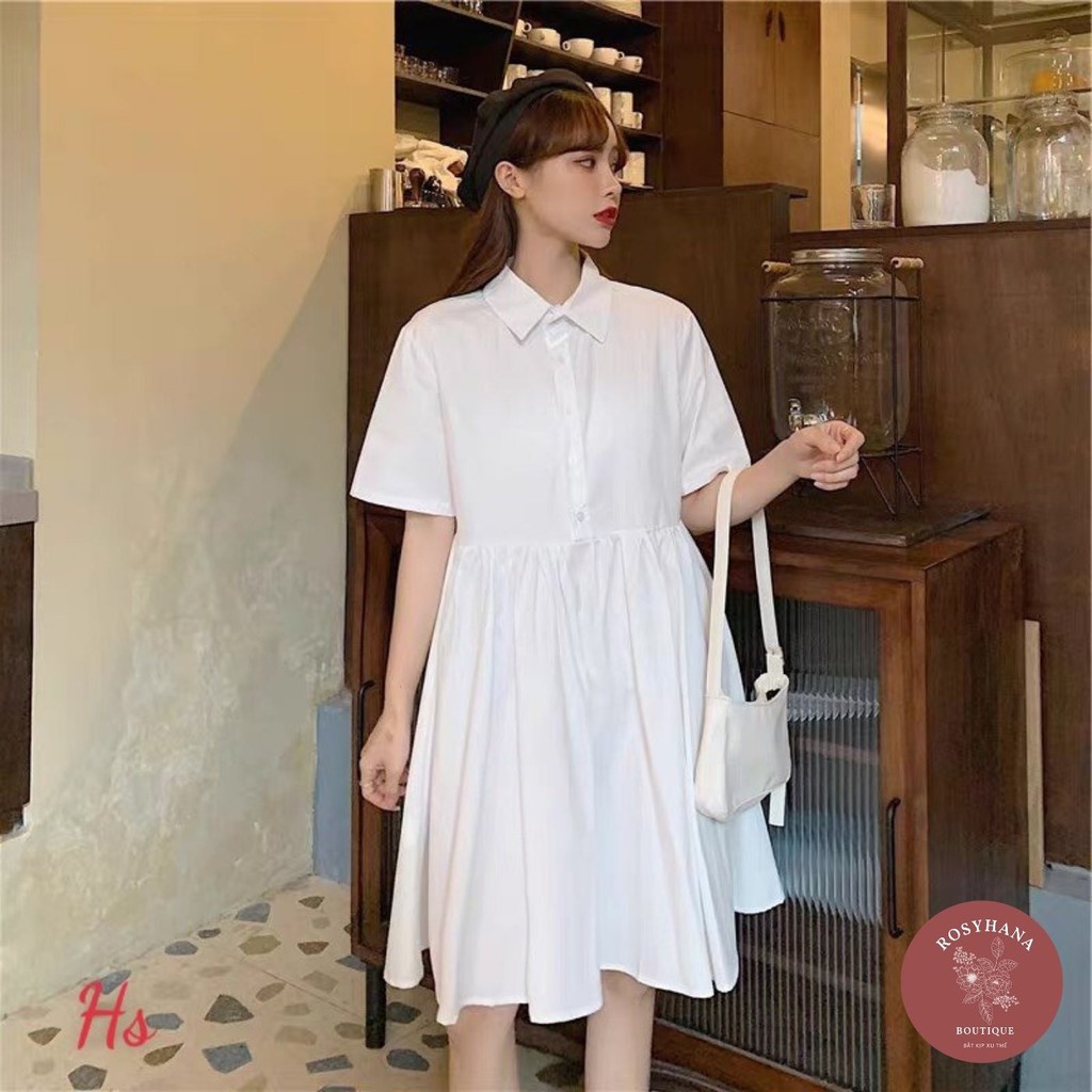 Set Váy Sơ Mi Kèm Gile Chất Liệu Đũi Xưởng_ROSYHANA_CÓ ĐÁNG GIÁ VÀ VIDEO