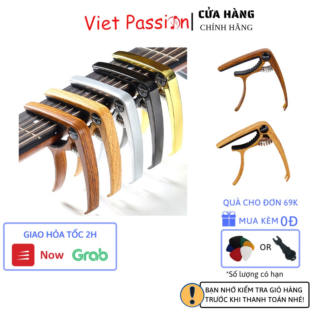 Capo guitar kèm cậy nhổ chốt đàn cao cấp dành cho đàn ghi ta acoustic sử dụng dây sắt vietpassion