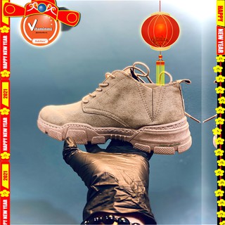 Giày Bốt Nam Cổ Thấp Nhập Khẩu 2020 - Kiểu Boot MARTIN Cao Cấp - Dây Buộc, Da Nâu Vàng, Đế Cao Su Đúc Tăng Chiều Cao