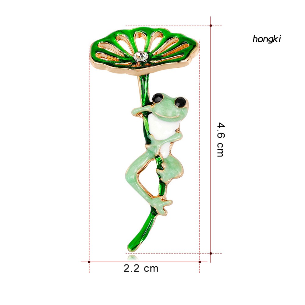 Trâm Cài Áo Hình Chú Ếch Và Lá Sen Có Đính Đá