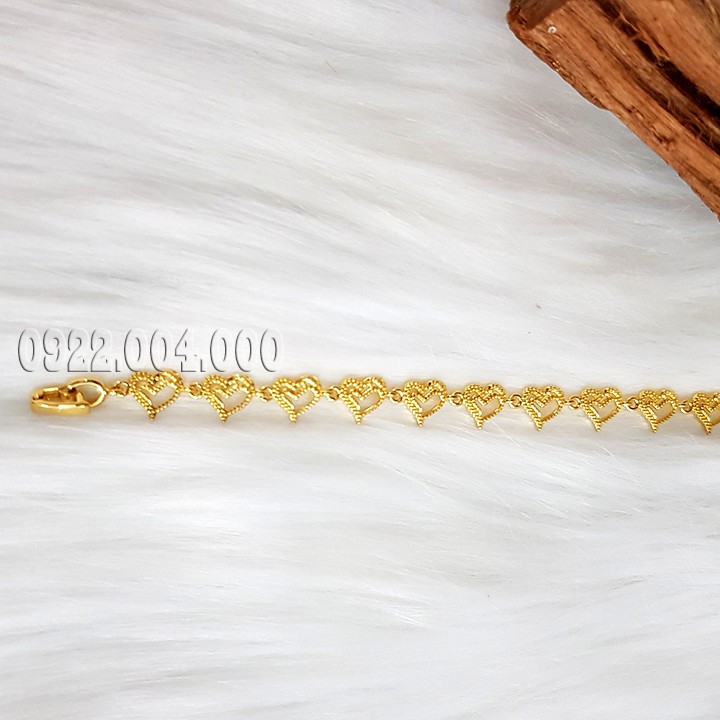 Lắc tay trái tim ngang, lắc tay nữ màu vàng LZ1706