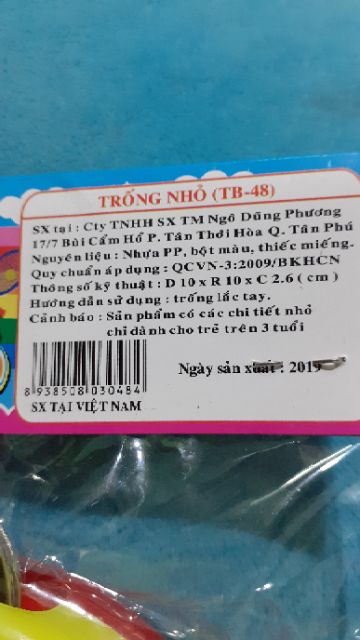 ĐỒ chơi lục lạc trống nhỏ cho bé (Hàng việt nam)