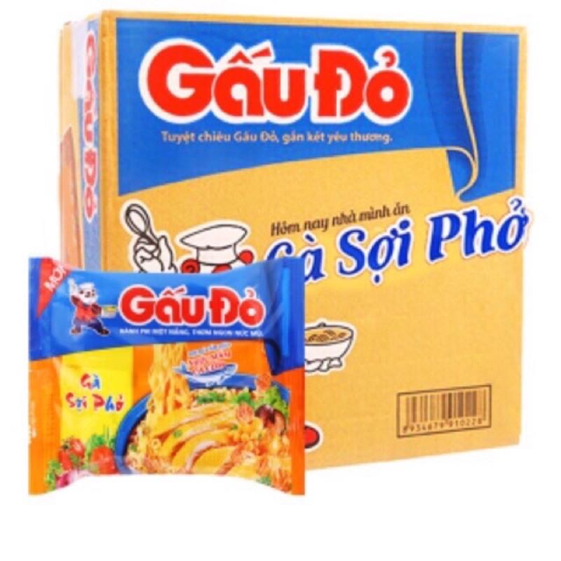 Mì Gấu Đỏ Tôm và Gà/ Gà Sợi Phở Thùng 30 gói 65g