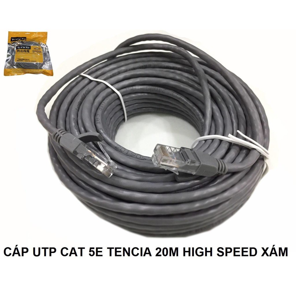 Cáp mạng Cat 5 Tencia High Speed 15m TC 5015C, màu xám TC 5015G,20m cam 5020C , xám 5025G , 30m cam 5030C, 30m xám 5030G
