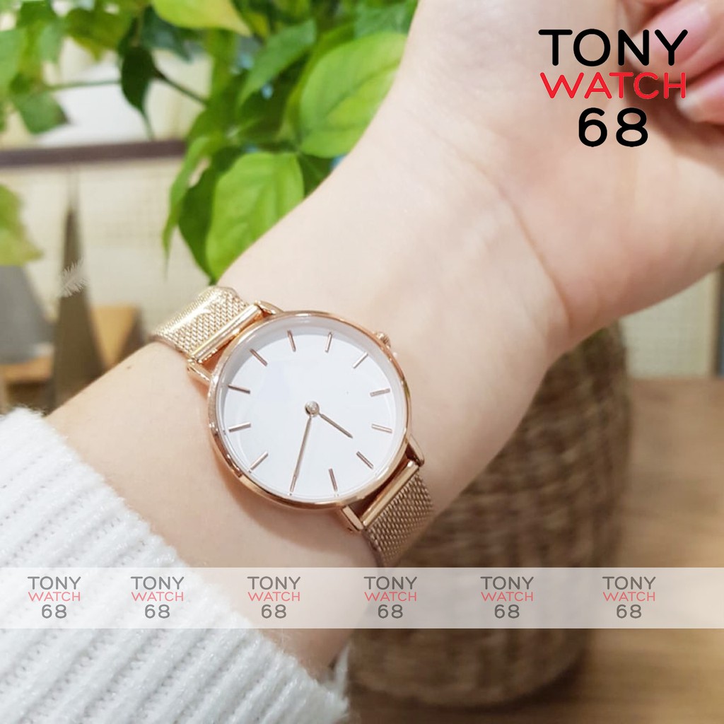 Đồng hồ nữ dây kim loại vàng hồng size 26mm chính hãng Tony Watch 68