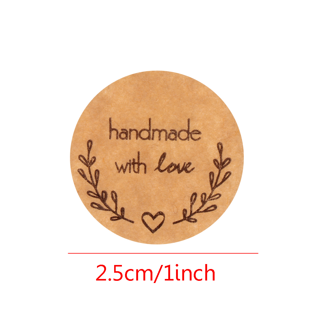 ❤LANSEL❤ 500/1000/1500PCS Paper Package Label Olive Branch Tag Kraft Stickers Cookie Bags Craft Wedding Decor Box Party Supplies Cards Handmade with Love