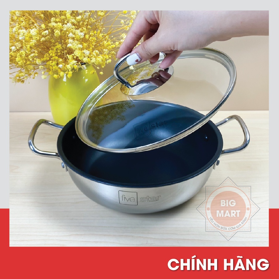 NỒI CHỐNG DÍNH FIVESTAR NẮP KÍNH 18CM - 20CM - 22CM