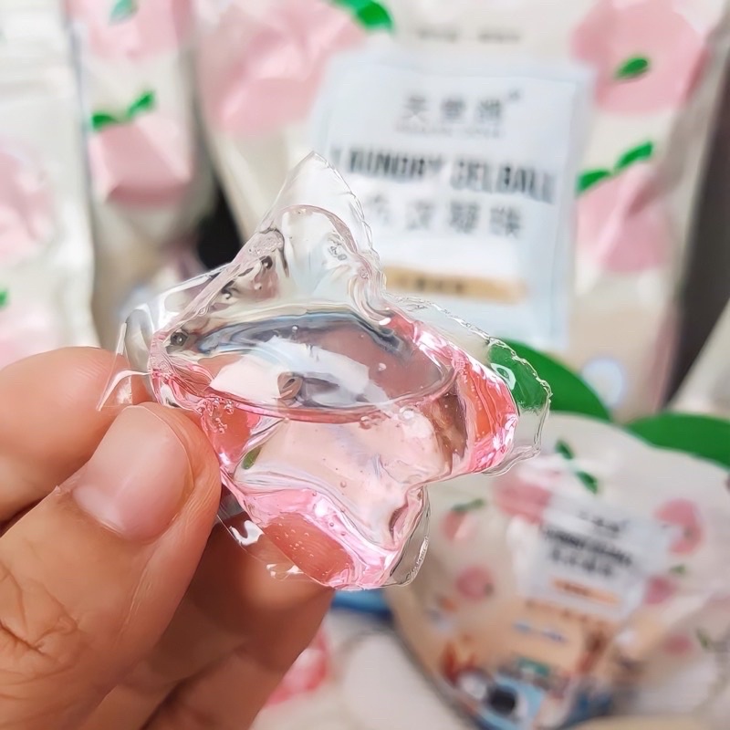 Viên Giặt Xả Hương Đào Tươi Mát Giữ Màu Làm Mềm Quần Áo Lưu Hương Lâu Gói 20 Viên