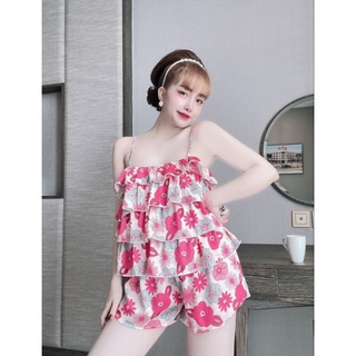 Bộ đùi lụa latin 4 tầng hoạ tiết siêu xinh (MS : D22)