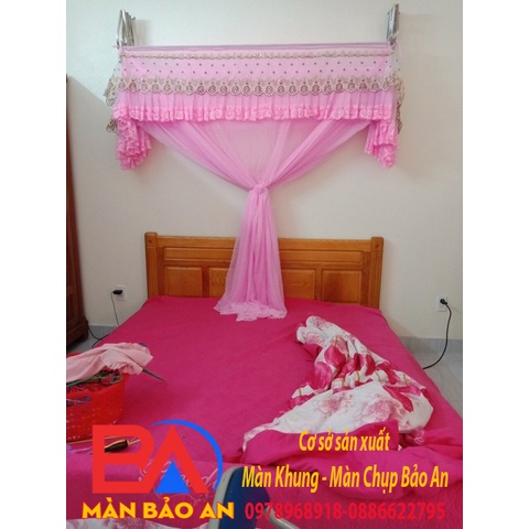 Màn khung xếp gọn trọn bộ Màn + Khung- Màn khung xếp mùng xếp gọn tiện dụng(kèm theo khung inox)