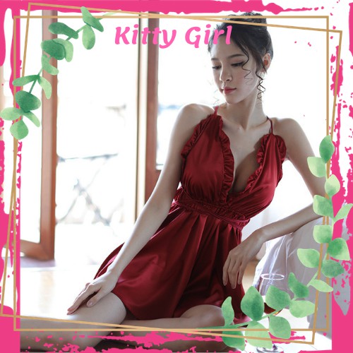 Đầm Ngủ 2 Dây Thiết Kế Xẻ Ngực Sexy- Váy Ngủ 2 Dây Mặc Nhà Mùa Hè VN12 | BigBuy360 - bigbuy360.vn