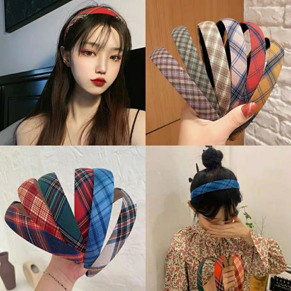 Băng Đô Cài Tóc Họa Tiết Hoa/ Kẻ Sọc/ Kẻ Ô Phong Cách Hàn Quốc Cổ Điển Thời Trang Cho Nữ