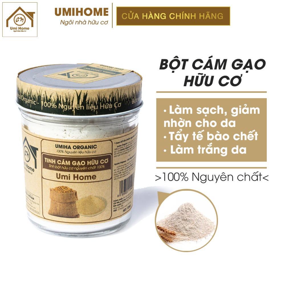 Bột Cám Gạo đắp mặt hữu cơ UMIHOME nguyên chất | Rice Bran Flour 100% Organic 135G