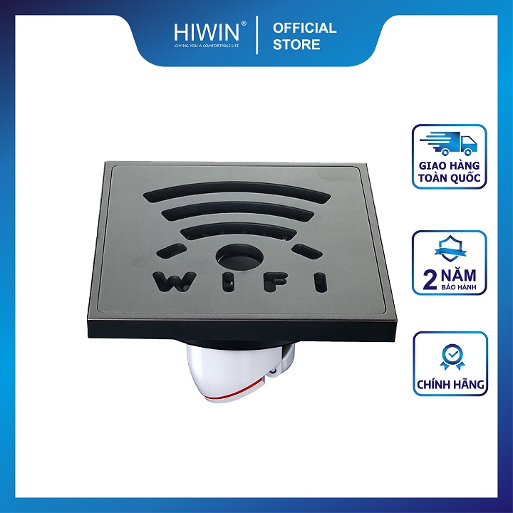 Phễu thoát sàn ngăn mùi hôi thoát nước nhanh đồng mạ đen kích thước 100x100mm HIWIN FD-1418B