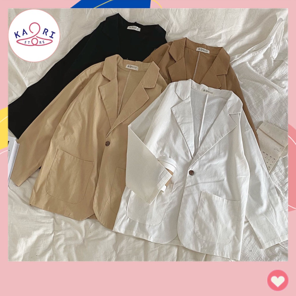 Áo vest blazer nữ hai lớp kiểu dài tay trơn hàn quốc KAORI