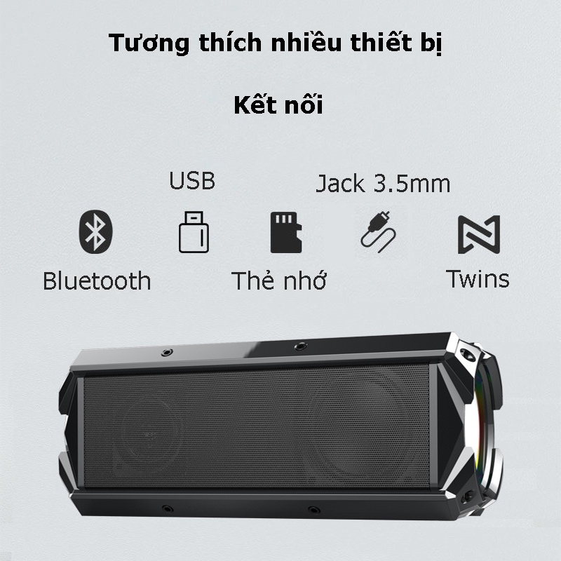 Loa Bluetooth nghe nhạc không dây 100W PKCB cổng usb, thẻ nhớ, line 3.5mm pin 10400MAH sạc Type C