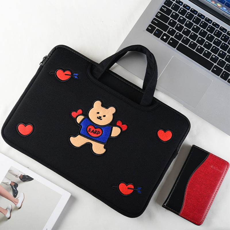 Túi Xách túi Polyester đựng laptop 13inch túi đựng laptop chống sốc In Hình Gấu Dễ Thương Cho Xiaomi Huawei HP Dell 11 12 13 14 15.6 Inch