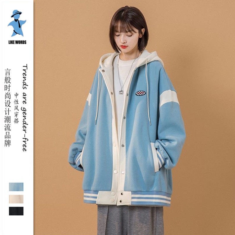 Áo Khoác Bóng Chày Dáng Rộng Phong Cách Retro Hồng Kông Thời Trang Xuân Thu Mới Cho Nữ