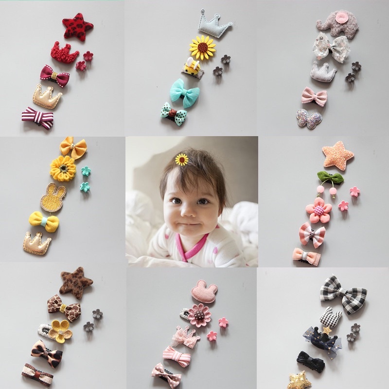 Set 5 kẹp tóc đáng yêu cho bé phong cách Hàn Quốc