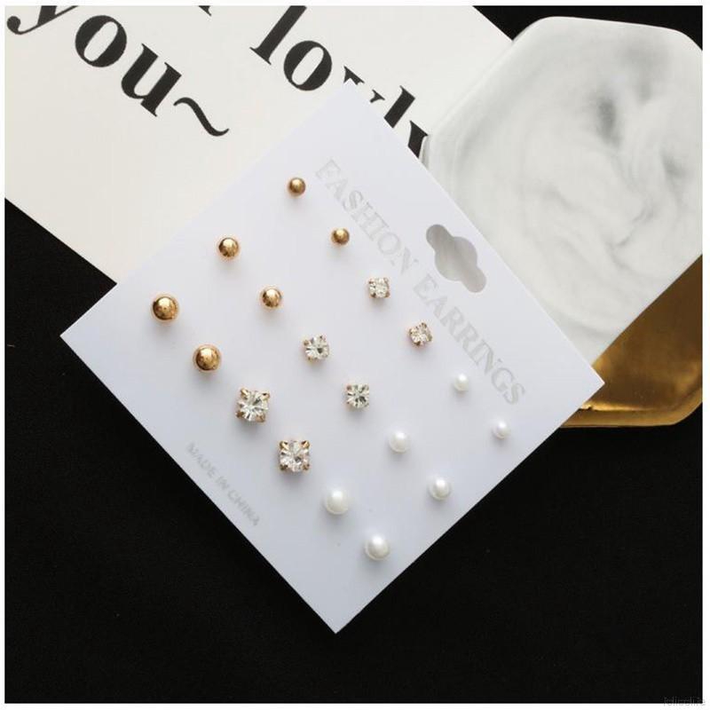 Set 9 đôi bông tai phong cách Hàn Quốc xinh xắn cho nữ