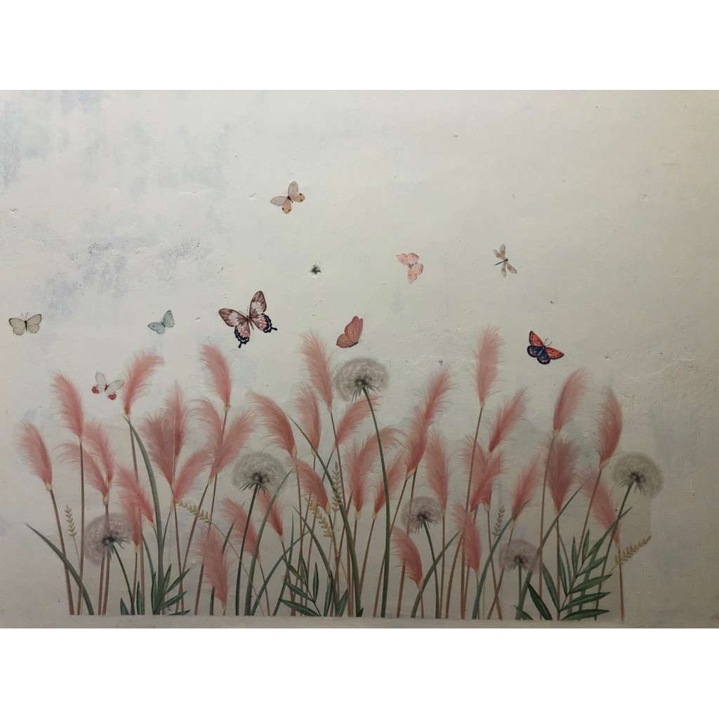 Decal dán chân tường cỏ lau