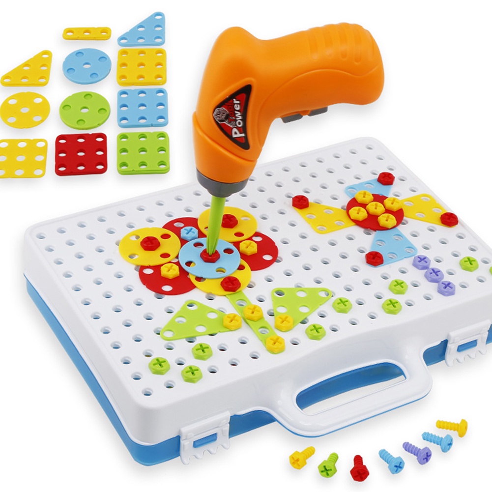 Bộ đồ chơi tháo lắp giải đố gồm ốc vít và mũi khoan điện dành cho trẻ em