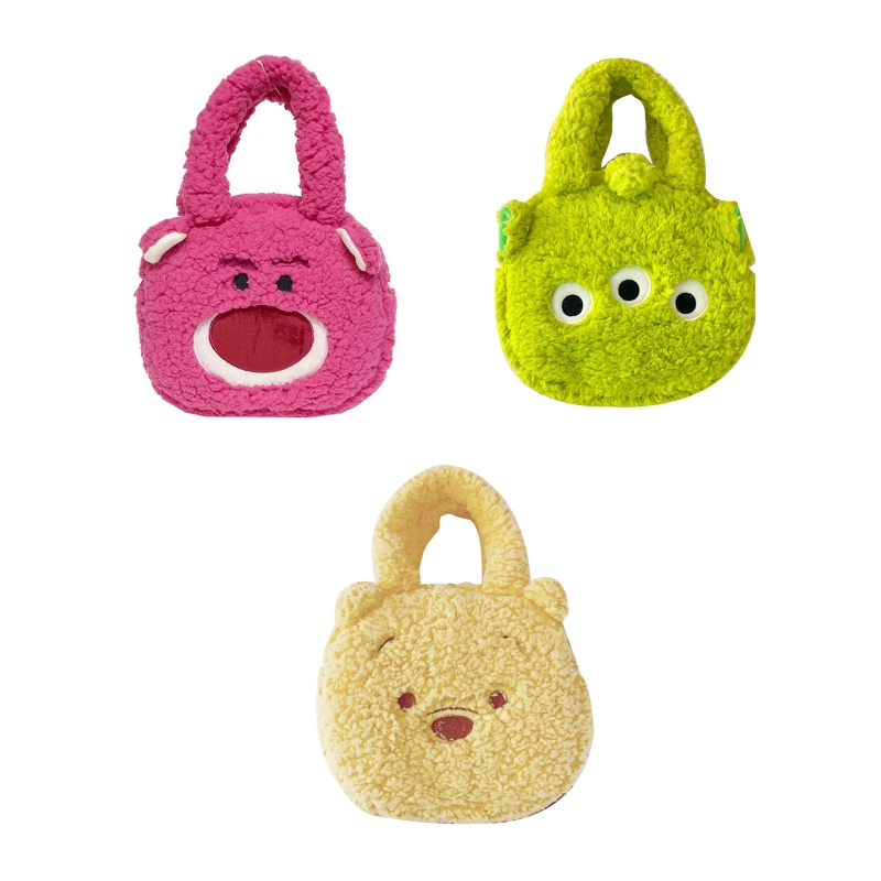 Túi Đeo Vai Đựng Điện Thoại / Kính Mát Phủ Lông Cừu Họa Tiết Hoạt Hình Dễ Thương