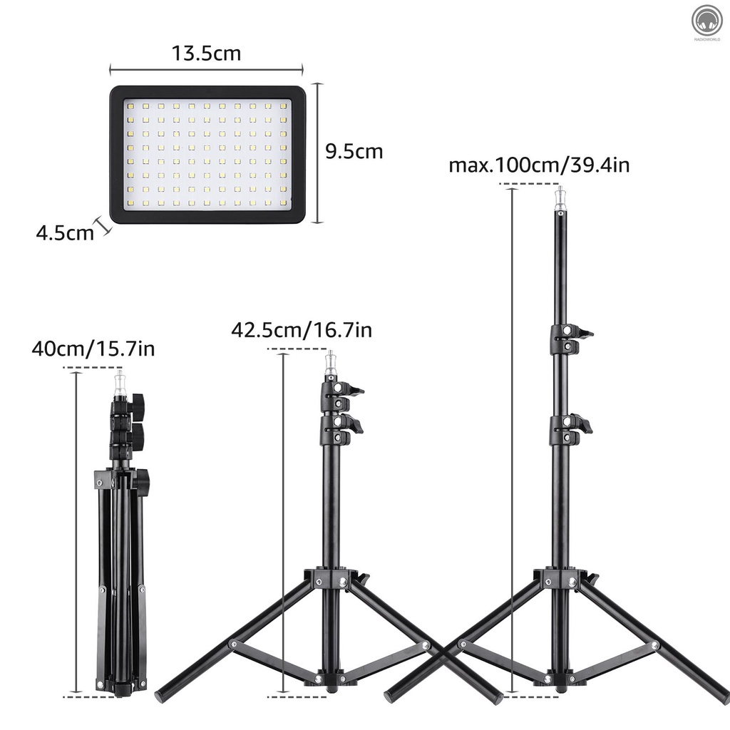 Bộ Đèn LED USB Mini 10W 5600K * 2 + 100cm / 39.4inch * 2 + Adapter Đầu Bi Linh Hoạt * 2 + Bộ Lọc Màu * 8