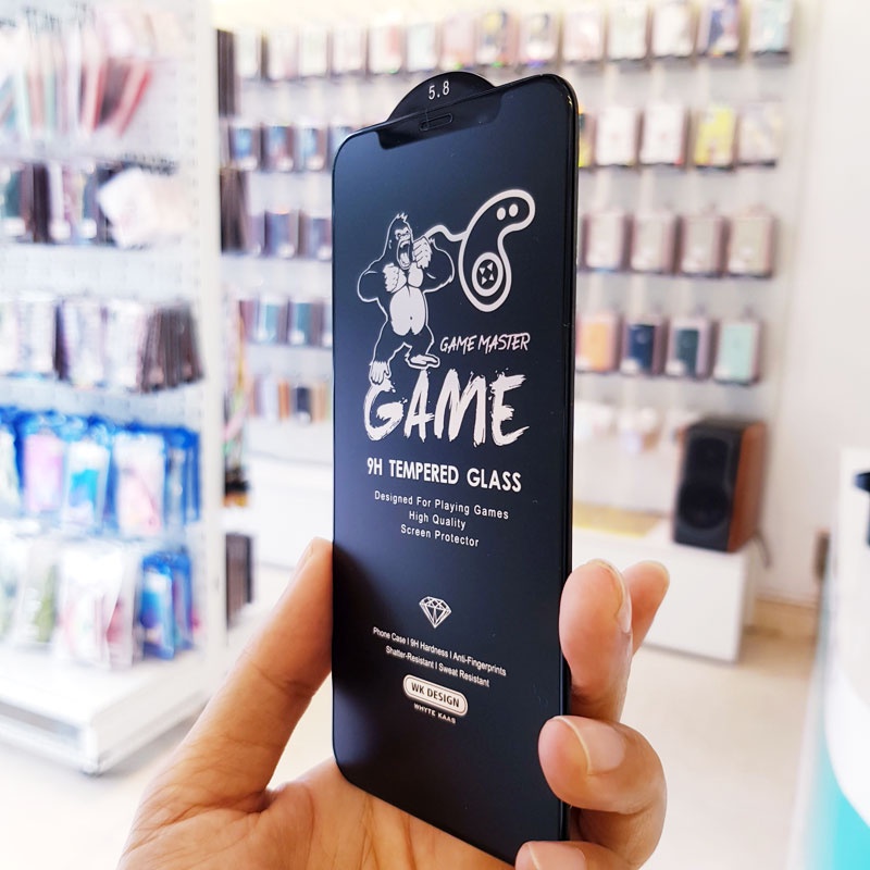 Kính Cường Lực Chống vân tay iphone 14 pro max 7 8 Plus X Xsmax 13 11 Promax 12 Promax nhám full màn full box [WK-Game]