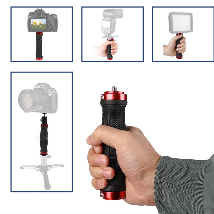 Tay cầm chống rung cho điện thoại máy ảnh kim loại chắc chắn đế ốc 1/4 chịu tải chân máy trippod lớn