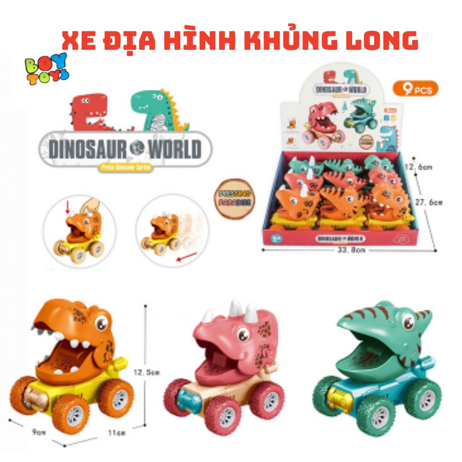 Xe ô tô địa hình khủng long Dinosaur quán tính chạy đà cho bé nhiều màu sắc,chạy rất xa, bền bỉ