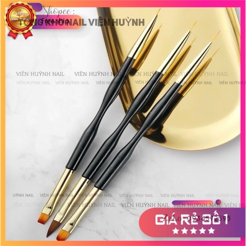 cọ vẽ nail , bộ 3 cây cọ 2 đầu xịn , mã mới 2022