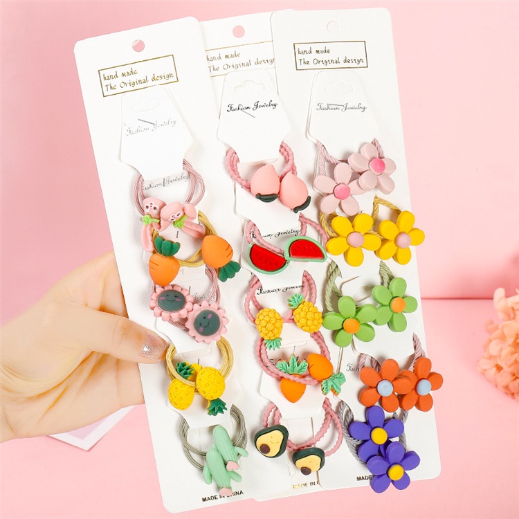 Set 10 dây buộc tóc hoạt hình cho bé
