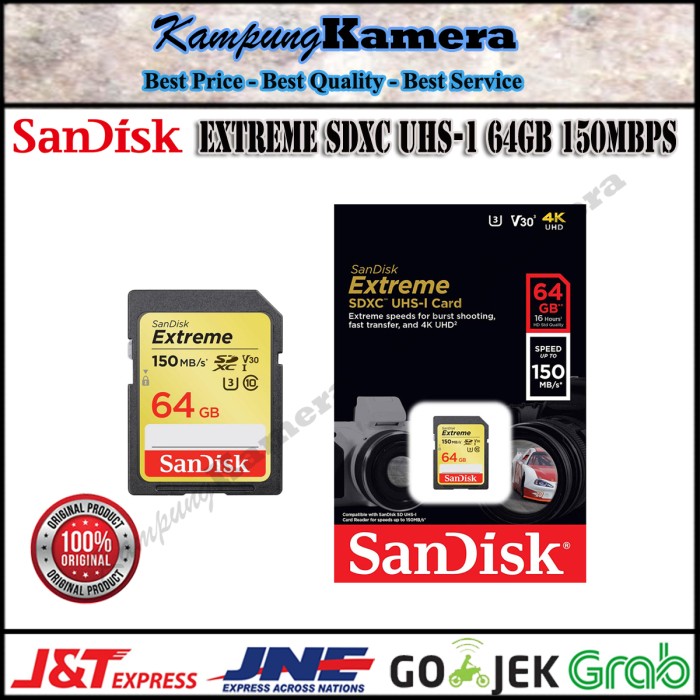 Thẻ Nhớ Sandisk Extreme Sdxc Uhs-i 64gb 150mbps | BigBuy360 - bigbuy360.vn