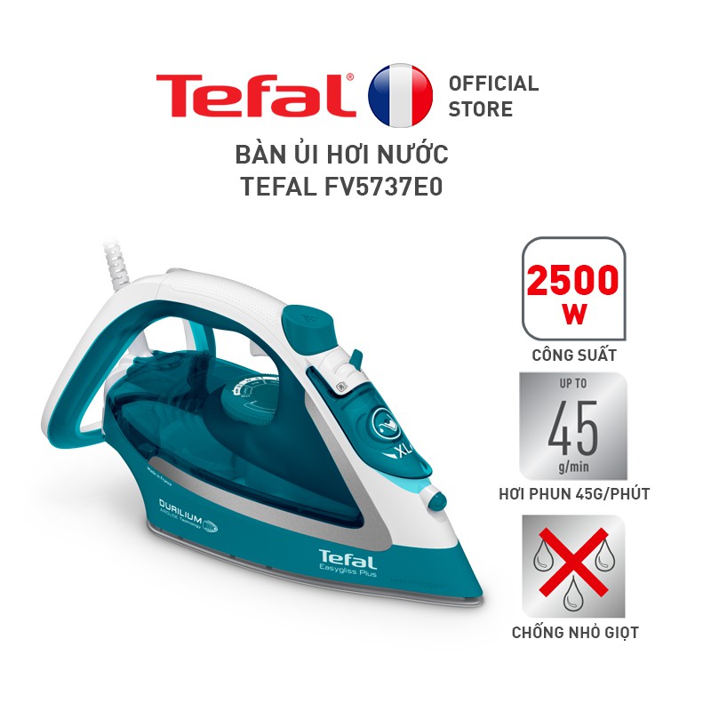 Mã ELMALL500K giảm 8% đơn 500K Bàn ủi hơi nước Tefal - FV5737E0