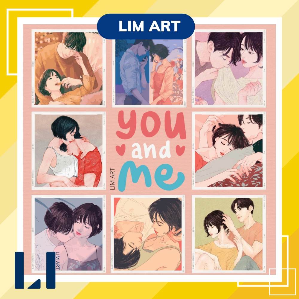 Tranh sơn dầu số hoá tự tô căng sẵn khung LIM Art- Tranh tô màu theo số chủ đề tình yêu ( couple)