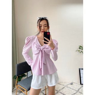 Áo nơ tím tay dài EDINI - A1100