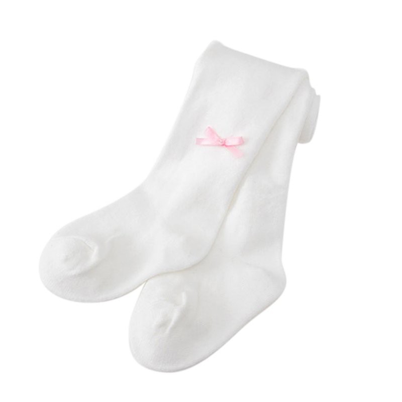 Quần tất cotton màu trơn trang trí nơ bướm ấm áp cho bé gái