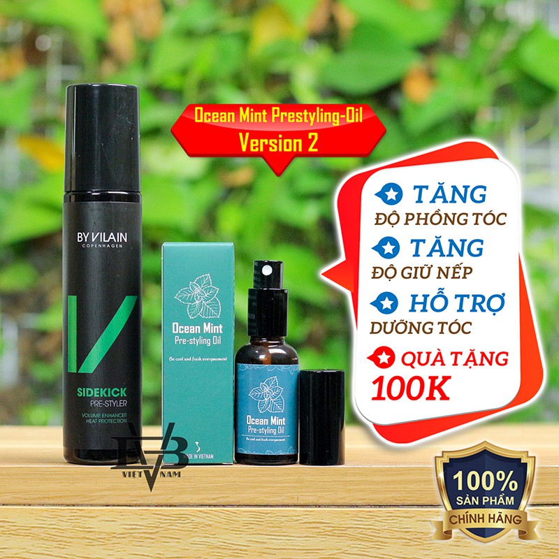 [BẢN NĂM 2020] Xịt tạo phồng By Vilain SideKick 155ml chính hãng Đan Mạch + Tặng Pre Styling Oil Ocean Mint 30ml V2