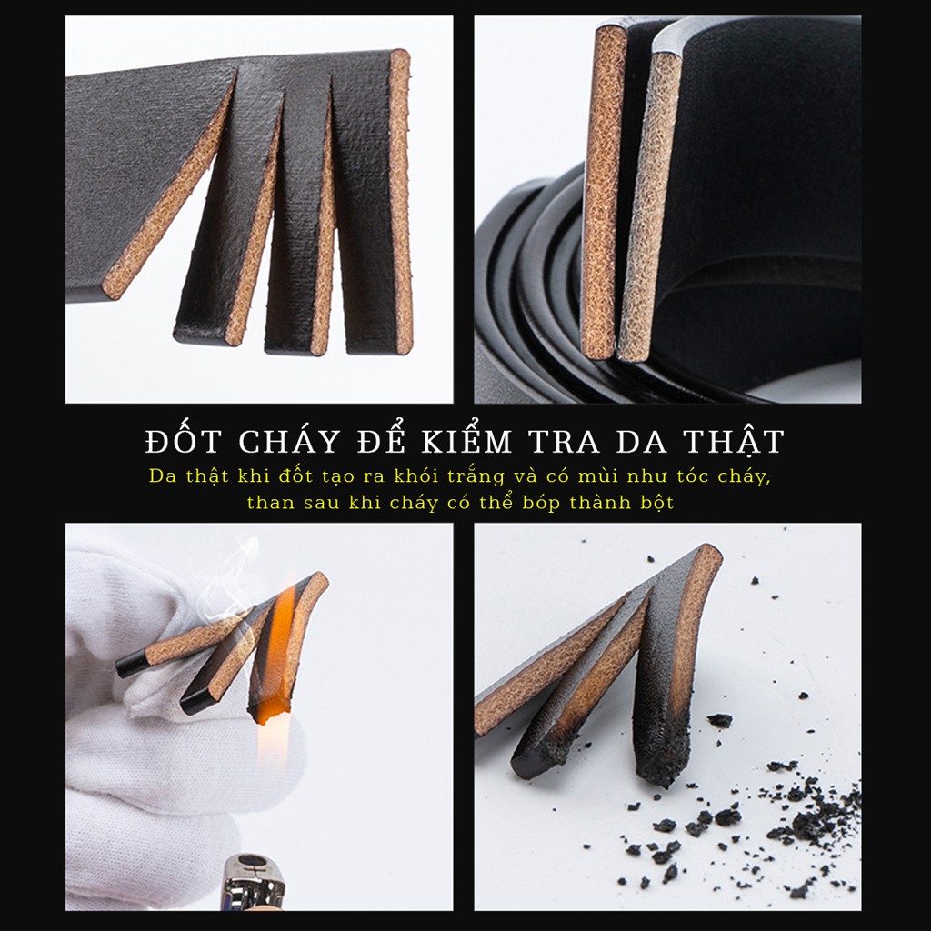 Dây Nịt Nam dài 120cm rộng 3.5cm, Thắt lưng da nguyên miếng dập vân voi, dùng cho khóa tự động