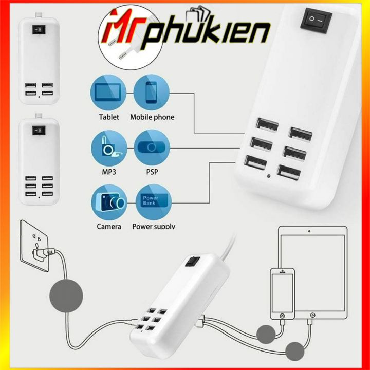 Ổ CẮM USB 6 CỔNG, CÓC SẠC NHANH CHO ĐIỆN THOẠI, LOA, TAI NGHE  - MrPhuKien