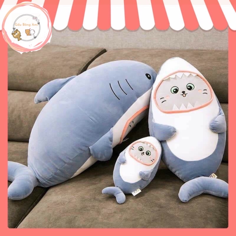 Mèo cosplay Cá Mập nhồi bông siêu cute size từ 35-70cm - Đồ chơi quà tặng Hot Trend - Gấu Bông AMI