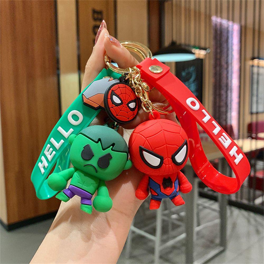 Móc Khóa Hình Người Nhện / Captain America Hoạt Hình Dán Balo Thời Trang
