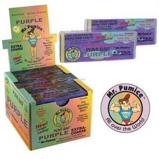 Hộp đá bọt biển chà gót chân màu tím hãng Pumi Bar (MR. PUMICE)  12 miếng